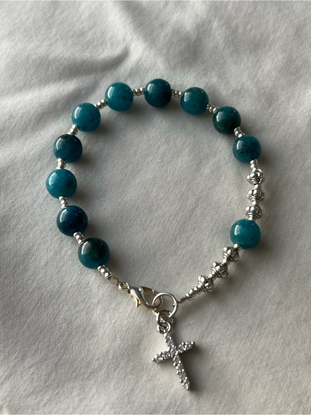 Blue apatite rosary bracelet